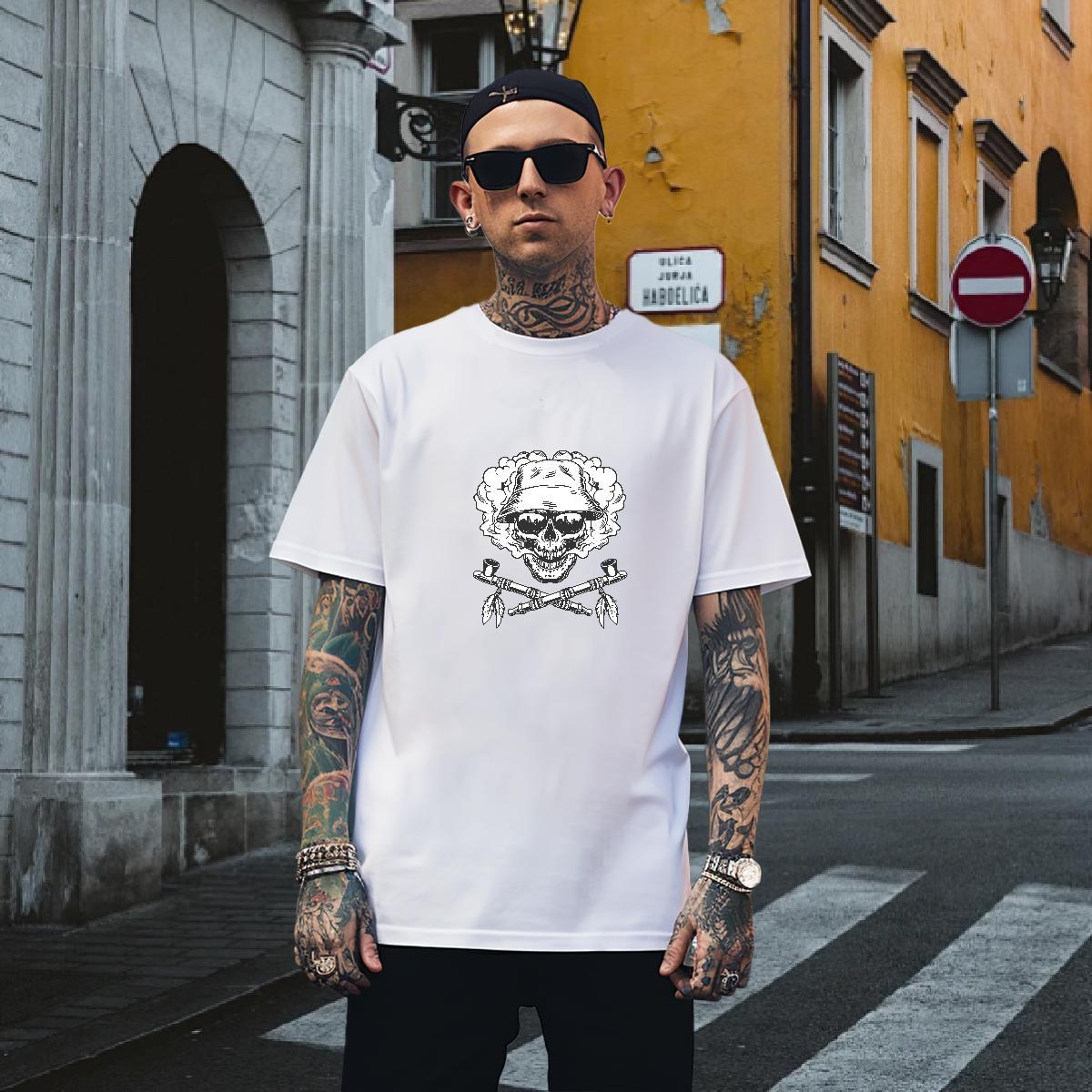 Unisex Mens T Shirts 230g 100% Cotton skull Casual Skull Short Sleeve O-Neck Couples T Shirts 2024 Designer Tshirts