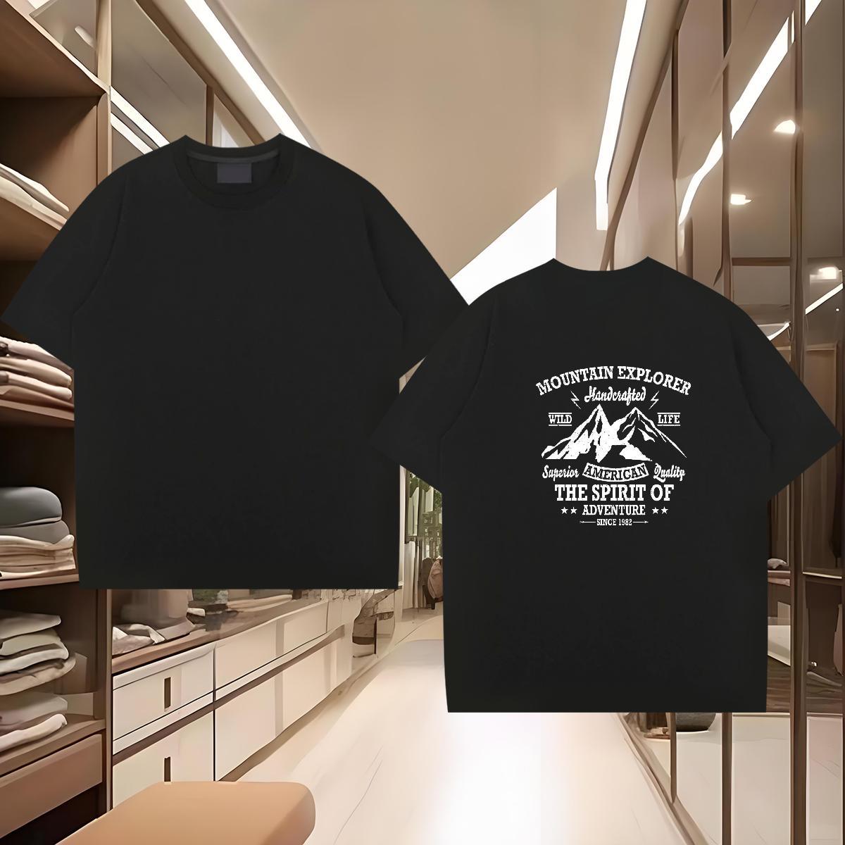 High Quality T-Shirts 100% Cotton 230g mountains Beach Custom Print Oversized Breathable Soft Tshirts 2024 DIY Clothes