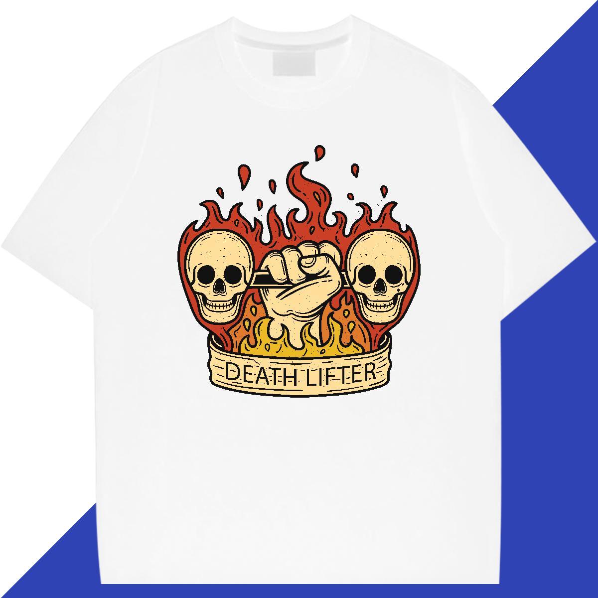 Loose T-Shirts for Men 100% Cotton 230g skull Outdoor Asian Size Breathable Short Sleeve Tshirt for Man Woman Custom Top Tees