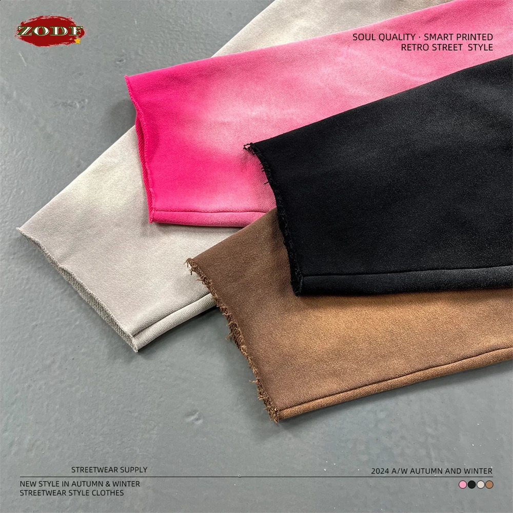 ZODF Autumn Winter Men Monkey Washed Hoodies Unisex Disstressed Ripped Heavyweight Knitted 450gsm Hooded Pullovers HY0909 240810