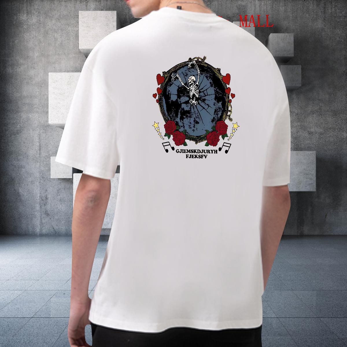High Quality Men T Shirts 100% Cotton 230g skull Sport Asian Size Round Neck Short Sleeve Men Clothes T-Shirt Casual New Tops Shirt