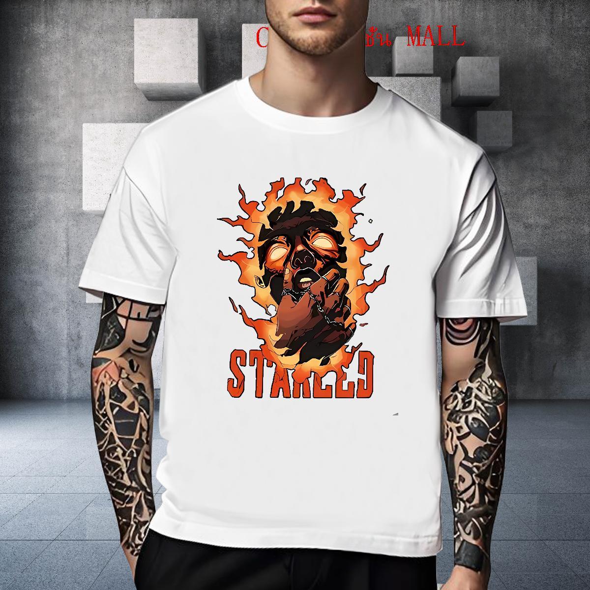 Popular Man T Shirts 230g Pure Cotton skull Anime Printing Street DIY Printed Breathable Short Sleeve Men Clothes T-Shirt New Arrival Tshirts