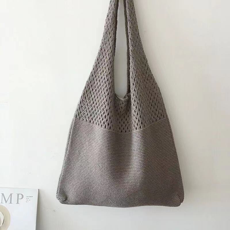 Women Woven Knitted Bags Large Capacity Tote Bags Shoulder Bags Handbag Fashion Free shipping