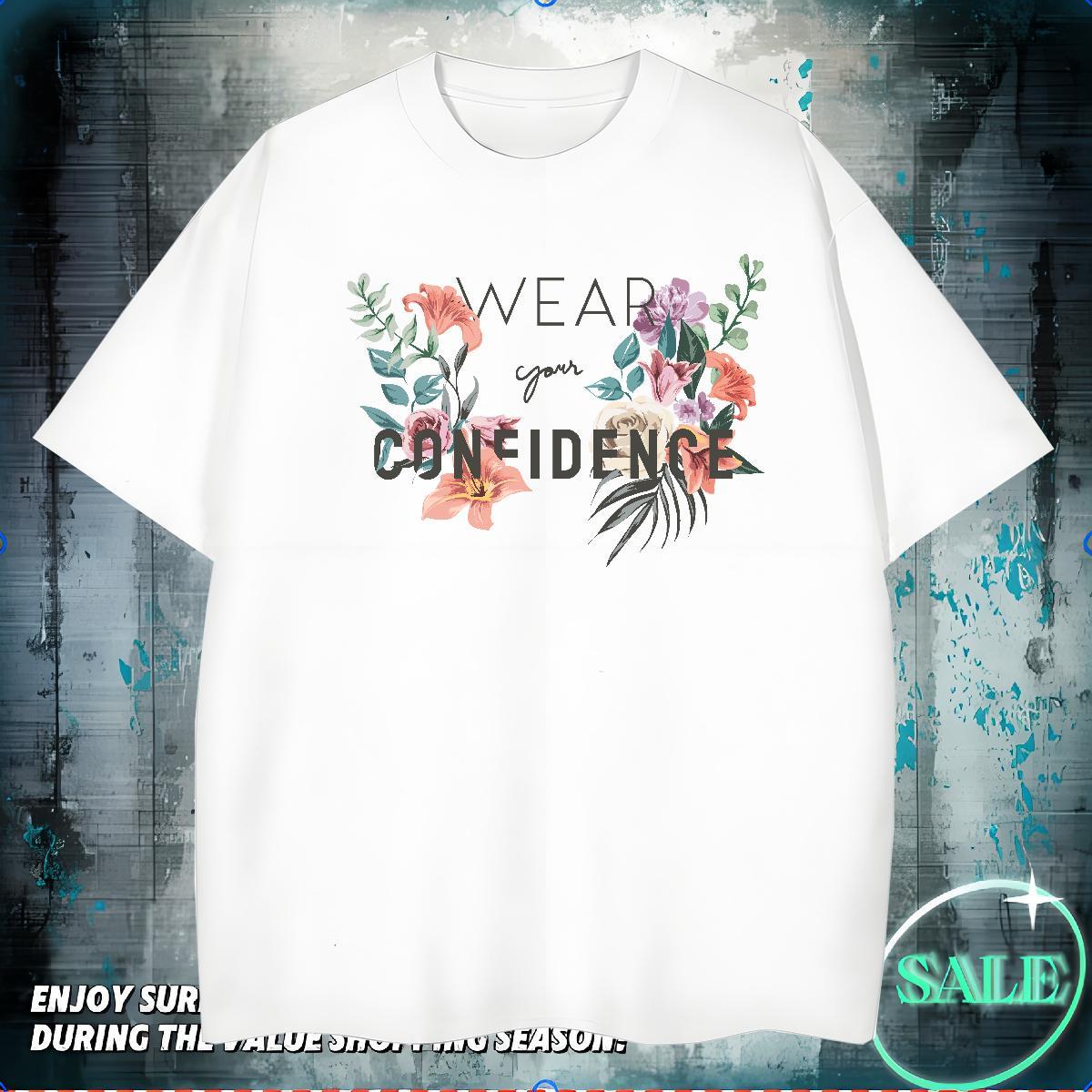 Classic T shirt 230g Cotton letter Casual DIY Breathable Short Sleeve Men Clothes T-Shirt Brand Wear