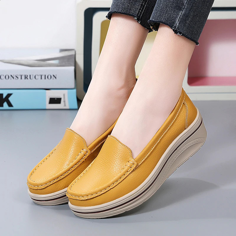 Womens platform shoes with a thick sole increase of 42 large casual shoes wedge high heels single foot shoes 240823