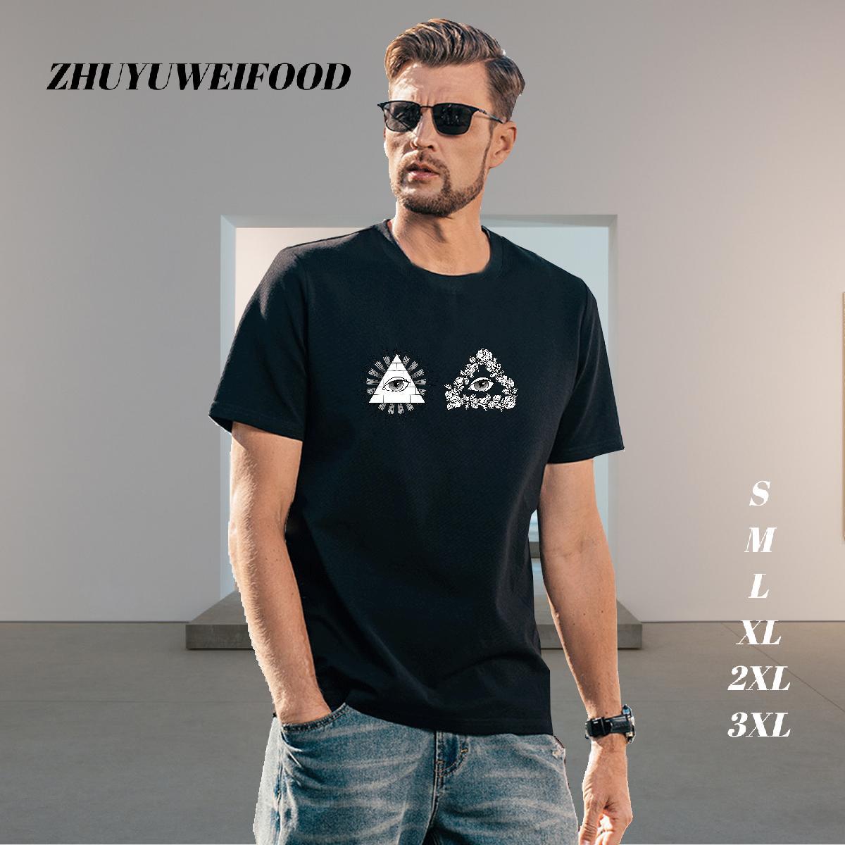 Classic T-Shirts for Men 100% Cotton 230g eye of the devil Hip Hop Oversized 3XL 4XL Breathable Crew Neck Couples T Shirts Customized Tees