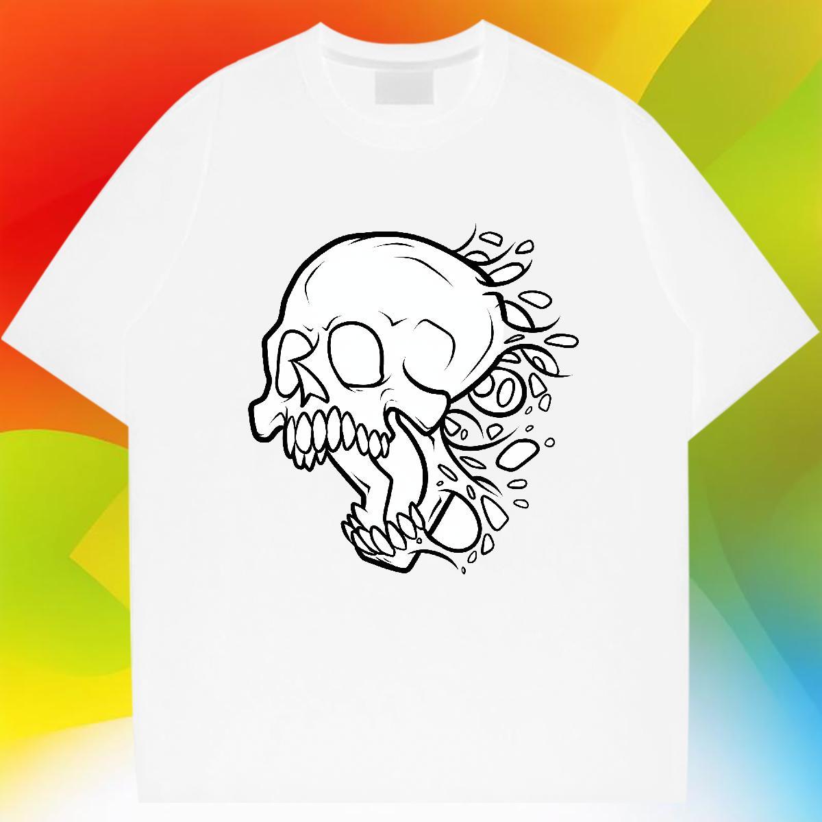 Unisex T Shirt For Man 230g Pure Cotton monster Daily Wear DIY Printed Short Sleeve Soft Men Clothes T-Shirt Classic Polos