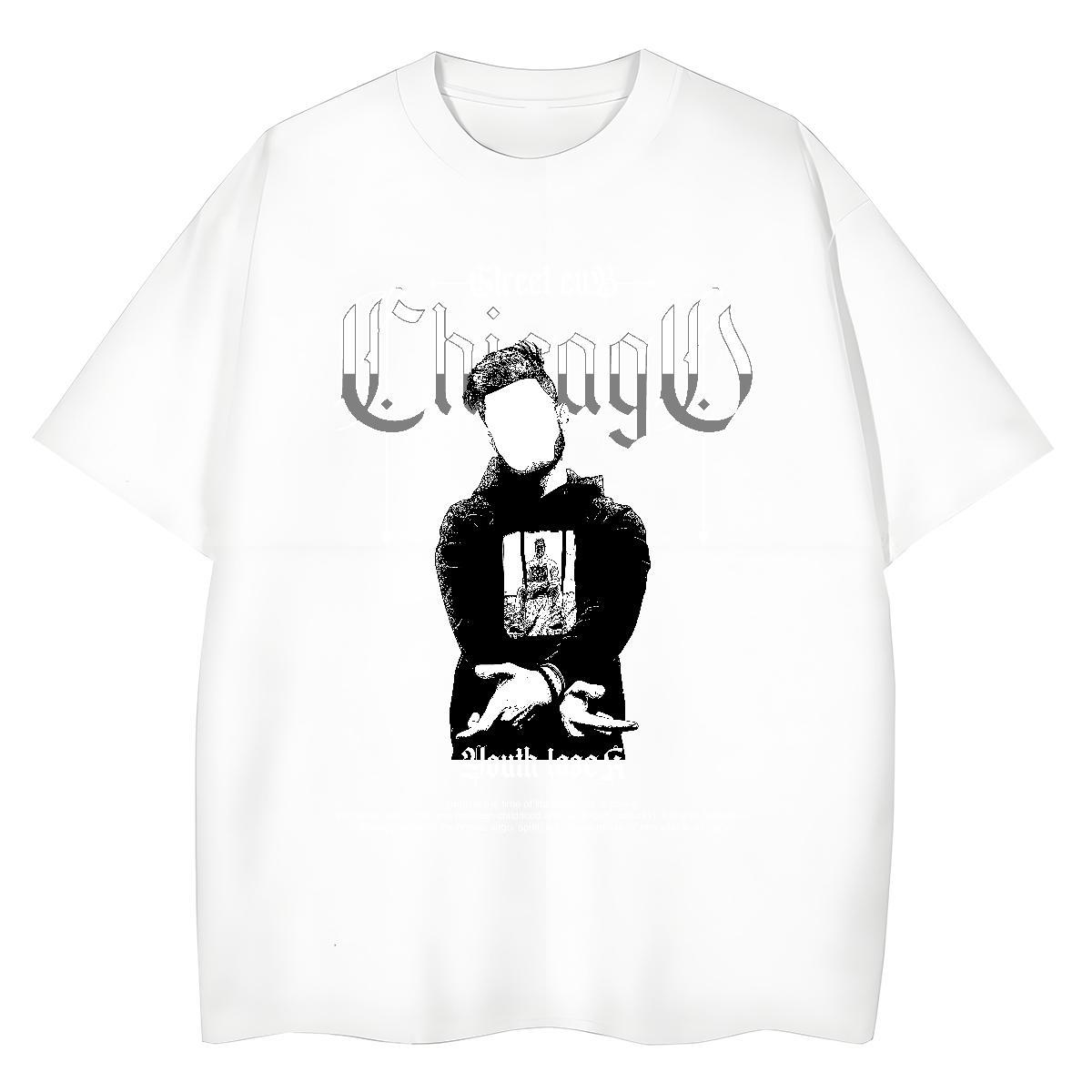Cool Design T-Shirts for Men 230g Pure Cotton portrait Street Casual Black Oversized Round Neck Short Sleeve Men Tshirts Classic Casual Tops Shirt