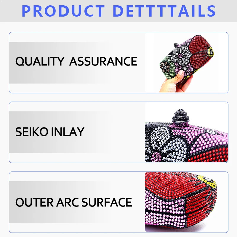 fashion Diamond Dinner bag Wedding Banquet Party Hand Christmas Valentine Ladies Multicolored flower even 240824Z