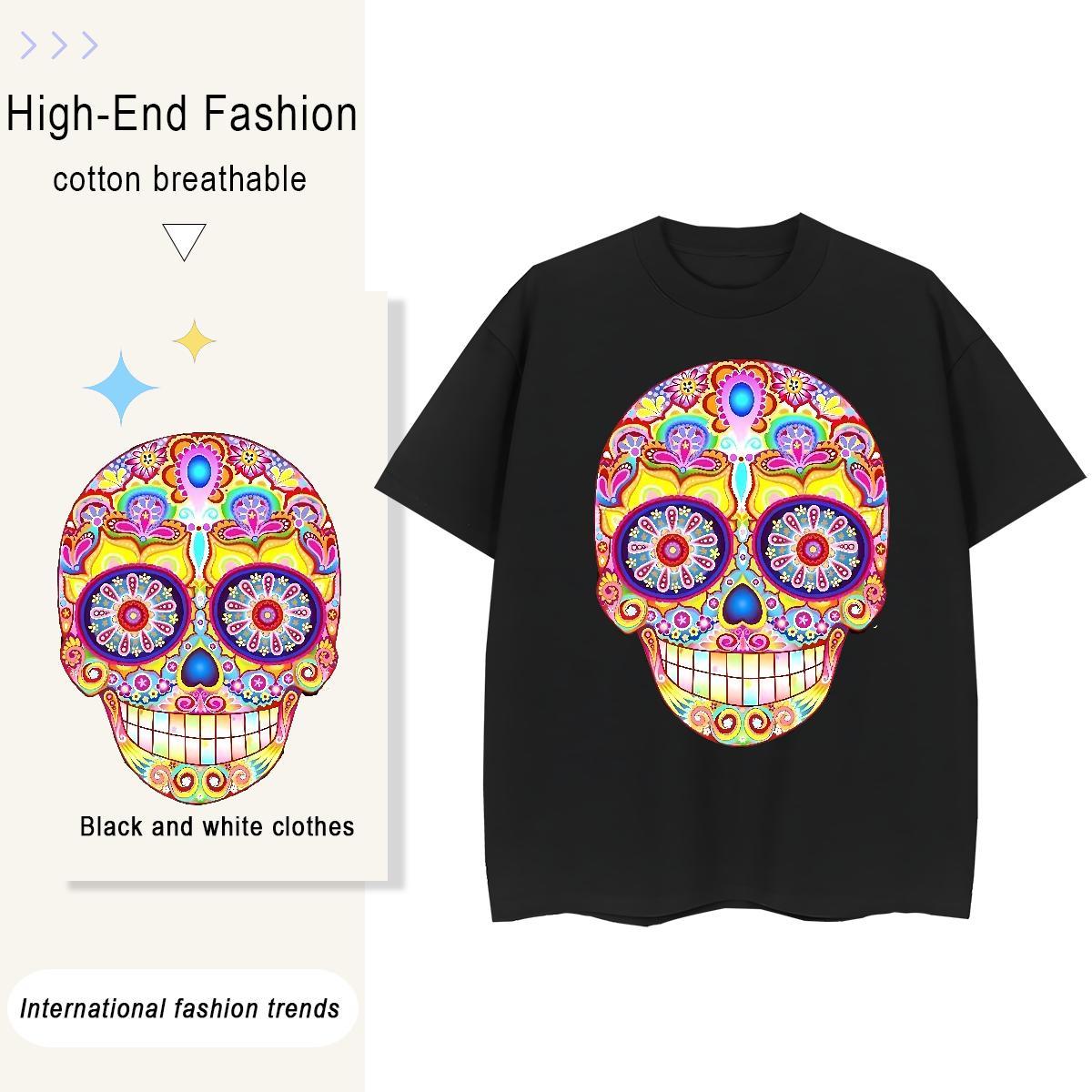 Cool Design Men T Shirts 100% Cotton 230g skull Outdoor Custom Print Plus Size O Neck Short Sleeves Men Tees DIY Customized Wear