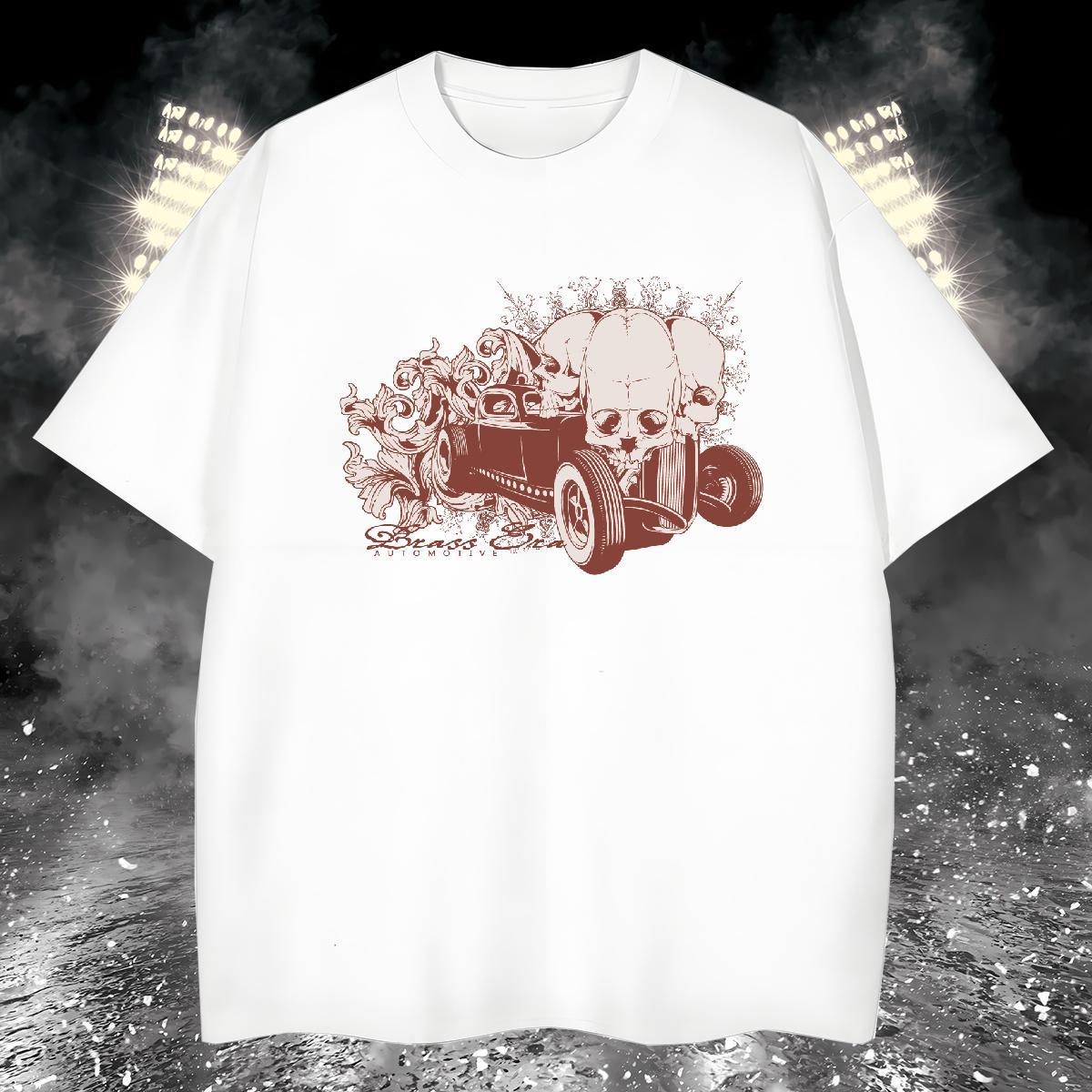 TOP Quality T shirt 230g 100% Cotton skull Casual Daily Wear White Plus Size Breathable Crew Neck Tshirts Classic Clothings