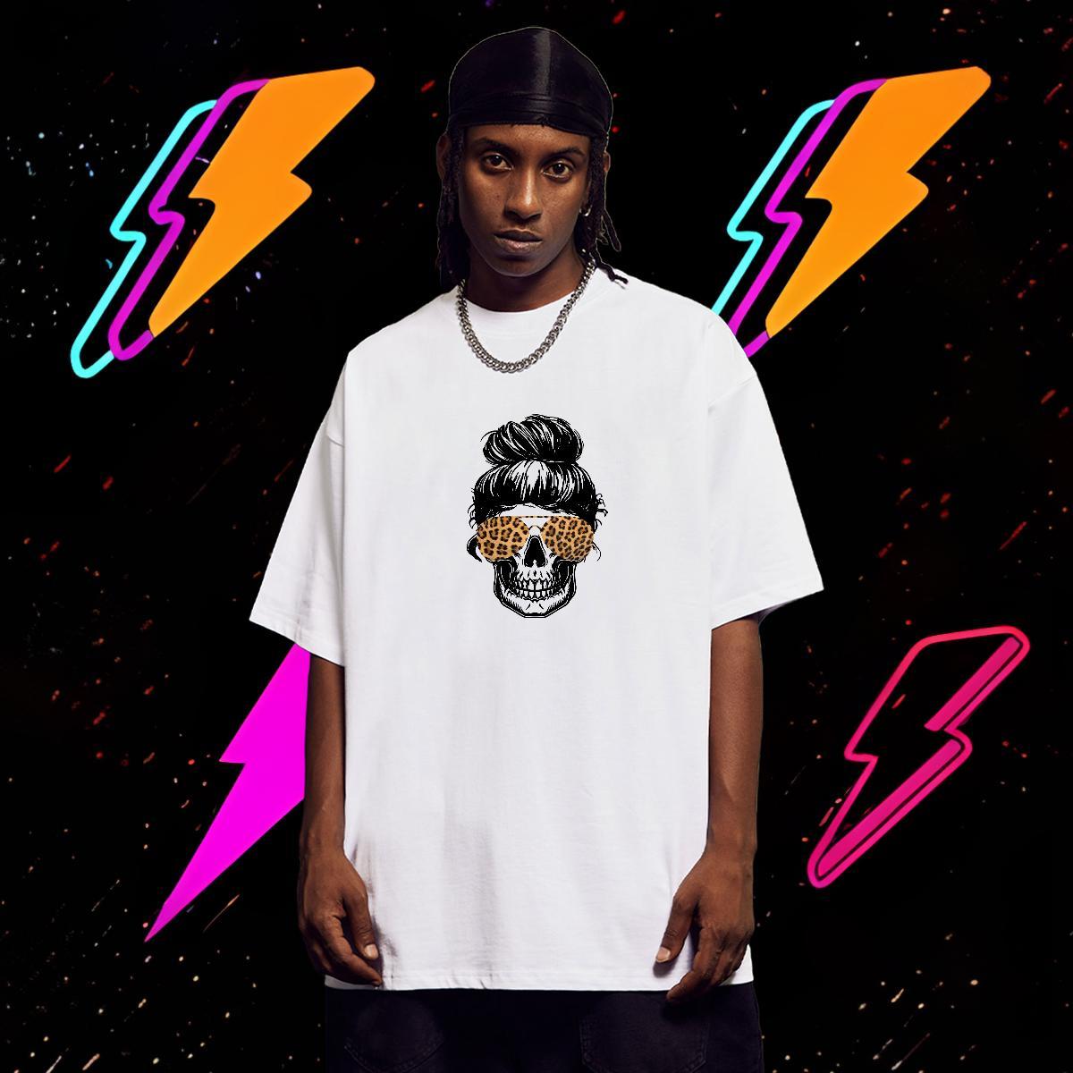 Unisex T Shirt For Man 230g 100% Cotton skull Casual Beach DIY Breathable Short Sleeve Couples T Shirts New Arrival Tees