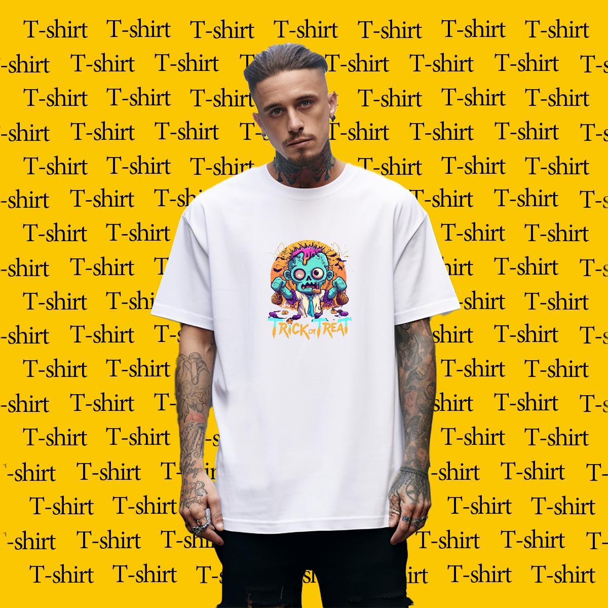 Free Shipping Mens T Shirts 100% Cotton 230g skull Sports Casual Floral Print Crew Neck Breathable Couples T Shirts New Designer Tees