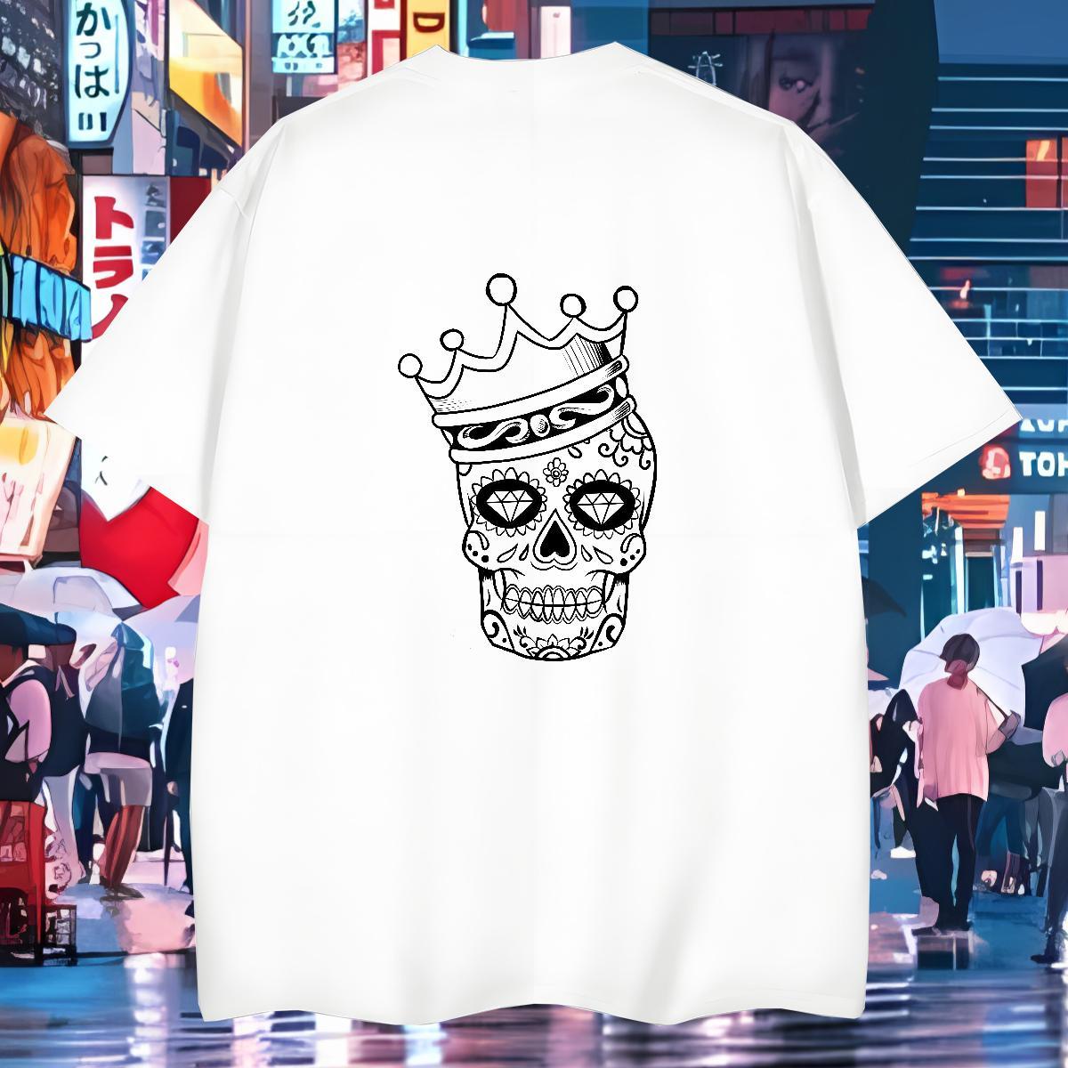 Wholesale T Shirt For Man 230g 100% Cotton skull High Street Hip Hop Plus Size Custom Breathable Soft Tshirts DIY Customized Tee Shirt