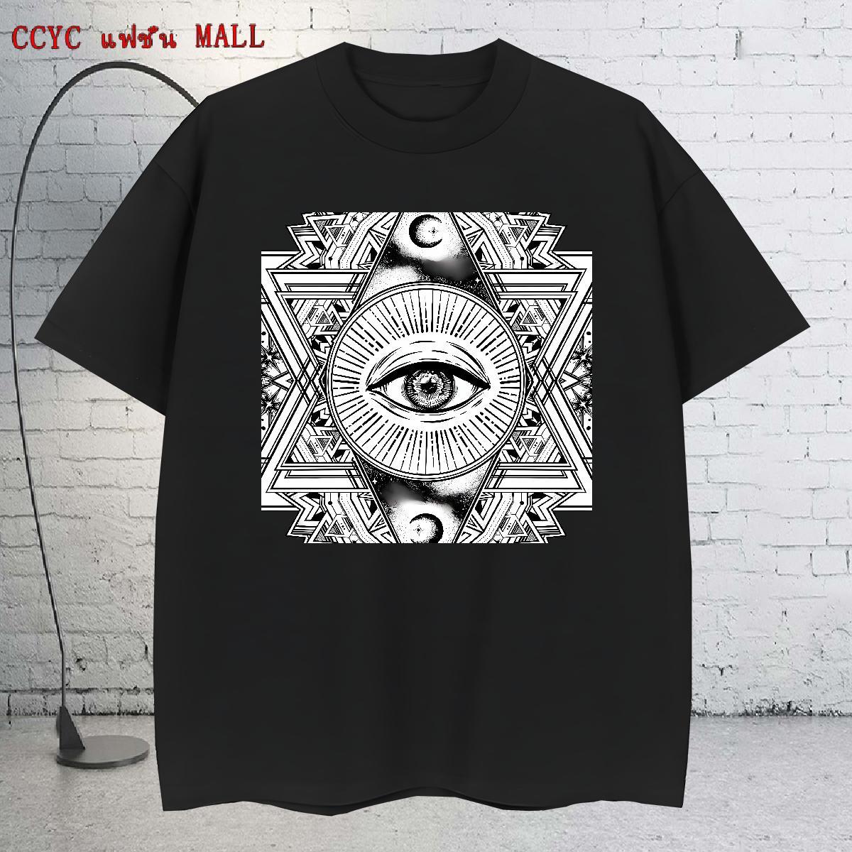 Loose Fit Man T Shirts 230g Pure Cotton eye of the devil Sports Casual DIY O Neck Short Sleeves Tshirts New Arrival Tops Tees