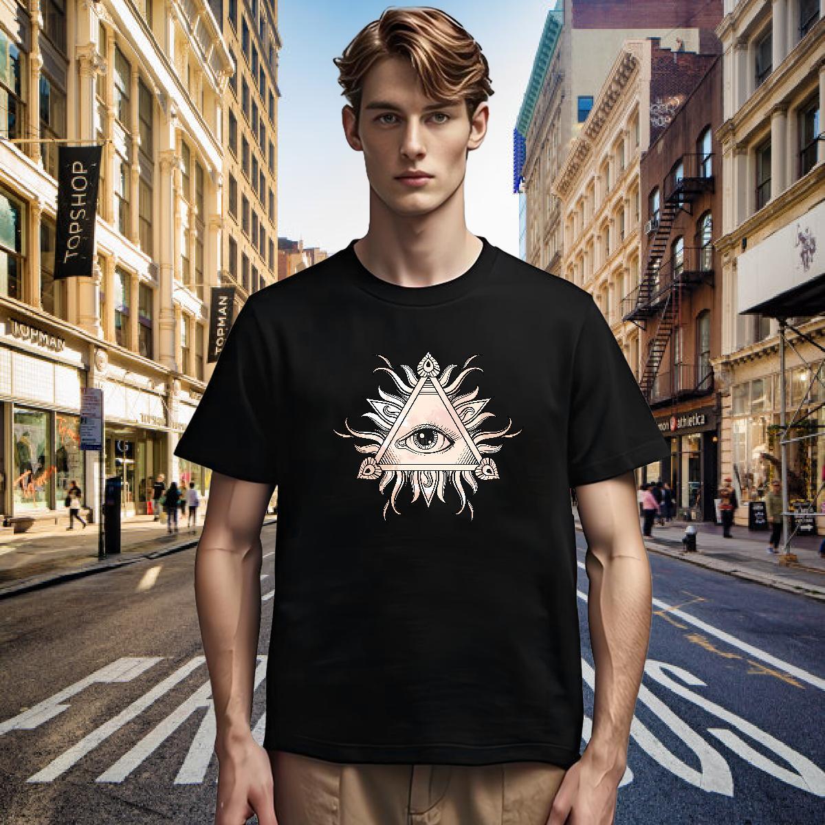 Cool Men T Shirts 100% Cotton 230g eye of the devil Street Wear Oversized Breathable Short Sleeve Tshirt for Man Woman Wholesale Clothings