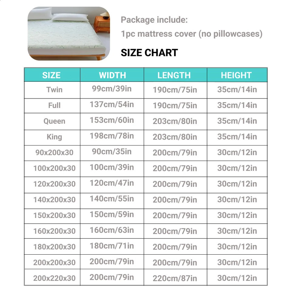 1pc Waterproof Bamboo Mattress Cover Without Pillowcase Cooling Breathable Fitted Bed Sheet With 6-14inches Deep Pocket 240824