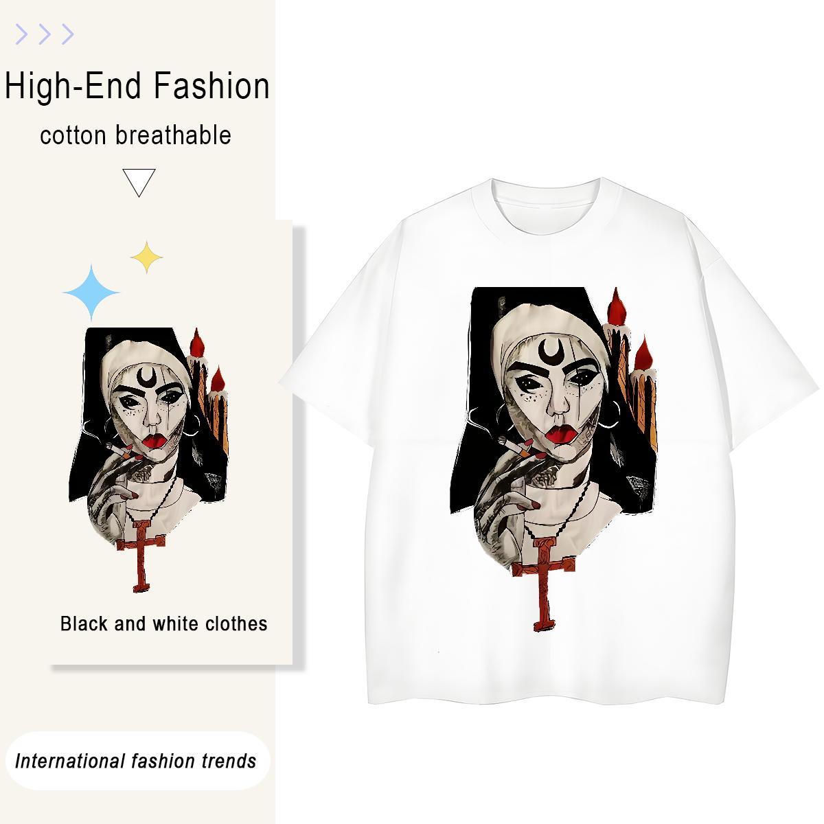 Designer Couples T Shirts 230g 100% Cotton cross Daily Wear T Shirts Women Crew Neck Custom Print Plus Size Clothings