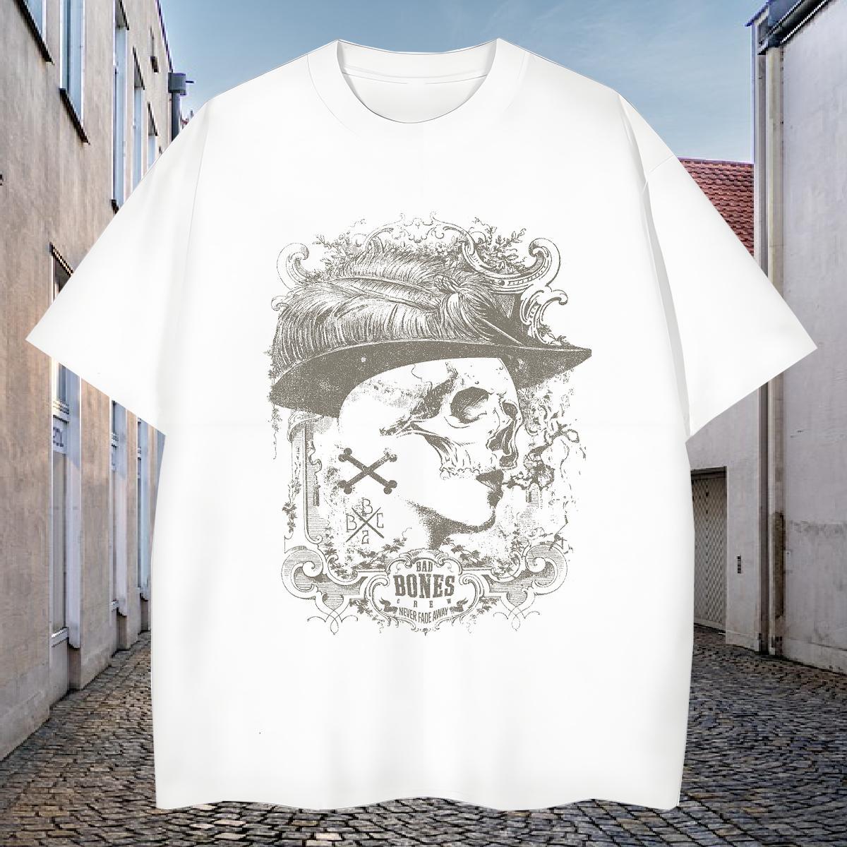 Popular T-Shirts 230g 100% Cotton skull Daily Outfit Oversized 4XL Breathable Soft Men Tees Wholesale Clothes