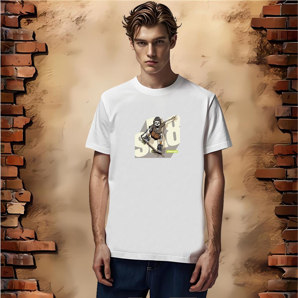 Cool Design T-Shirts 230g Pure Cotton skull Anime Printing Street Plus Size Custom Breathable Short Sleeve Men Tops Tees New Arrival Tshirts