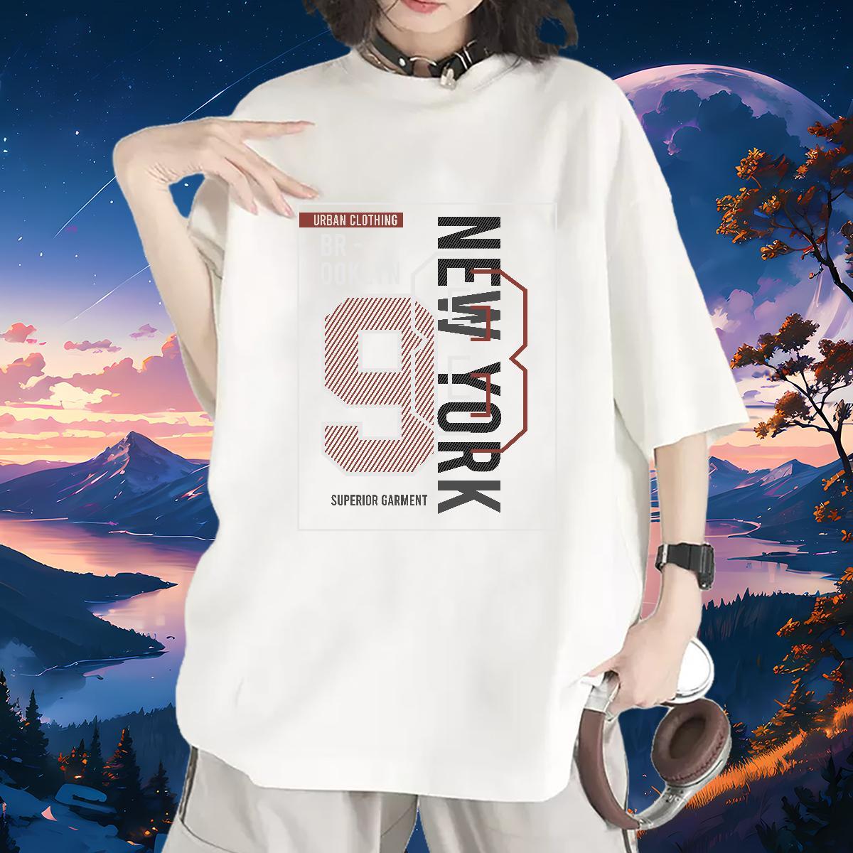 Popular Womens Tshirts 100% Cotton 230g number High Street Hip Hop T Shirts Women Comfortable Anime Print Tops Shirt