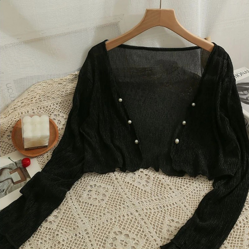 Cardigans Women Fashion Breathable Cozy Single Breasted Korean Style Daliy All-match Summer Shrugs Chic Students Temperament 240824