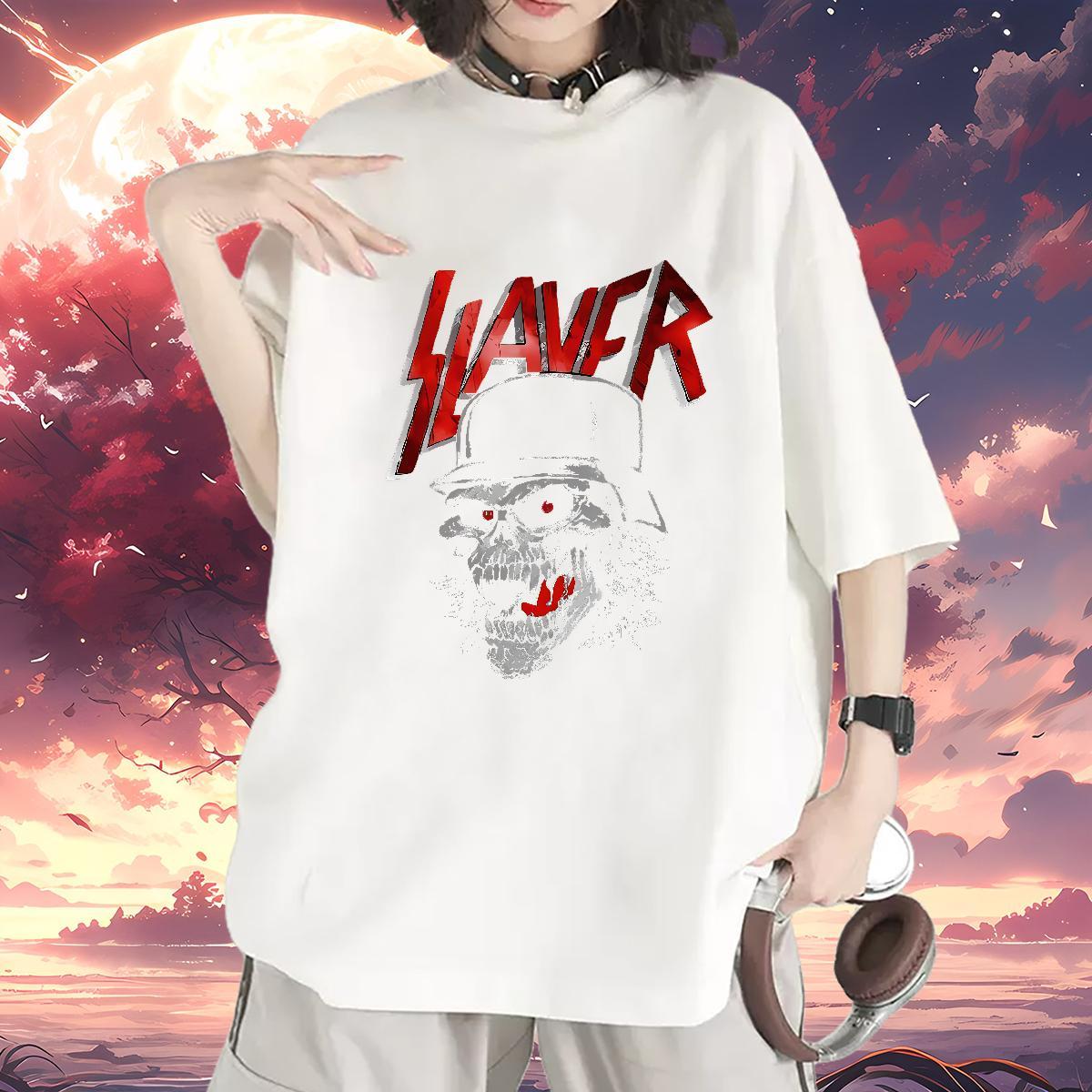 Nice Woman Tshirt 230g Pure Cotton scary Beach T Shirts Women Short Sleeve O-Neck White Plus Size Clothings