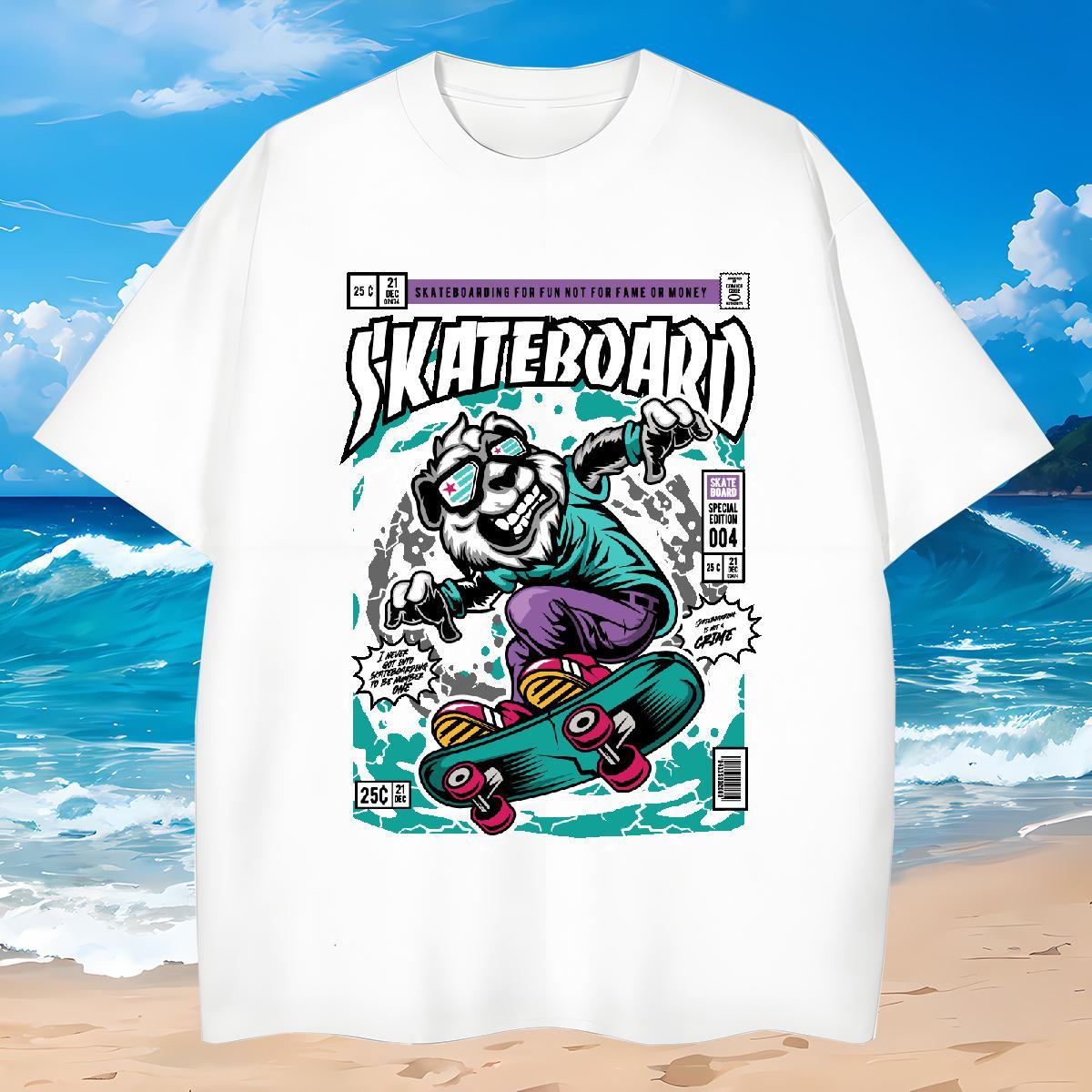 Wholesale T-Shirts for Men 230g Pure Cotton skateboarding Casual Daily Wear Anime Breathable Short Sleeve Tshirts Classic Casual Tee Shirt