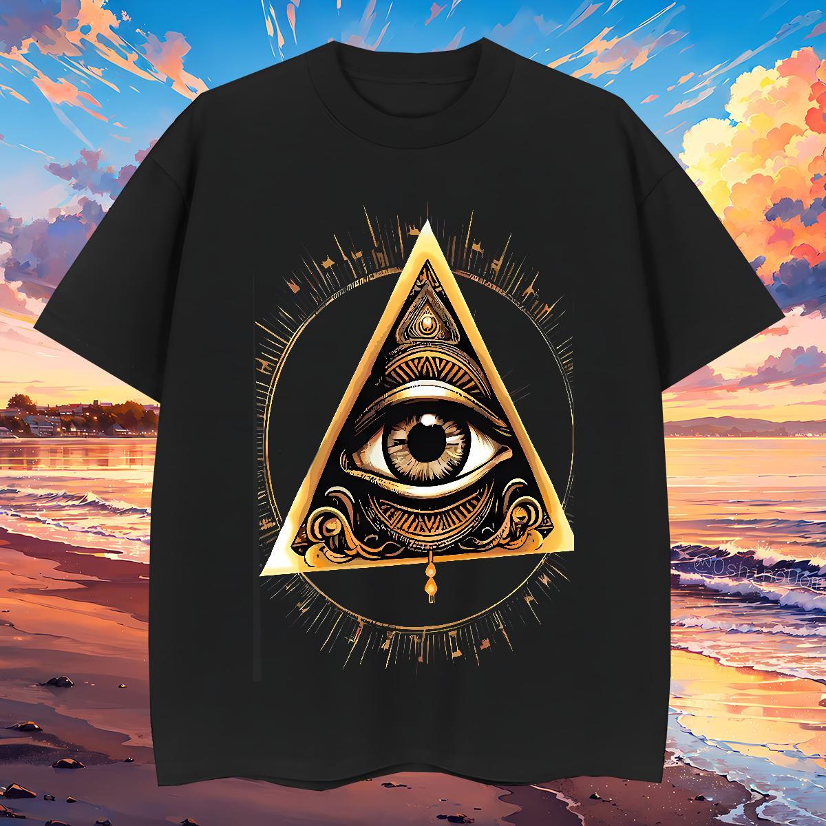 Popular T Shirts Men 230g Pure Cotton eye of the devil Home Outdoor Custom Print Plus Size Breathable Crew Neck Men Tops Tees Classic Casual Tee Shirt
