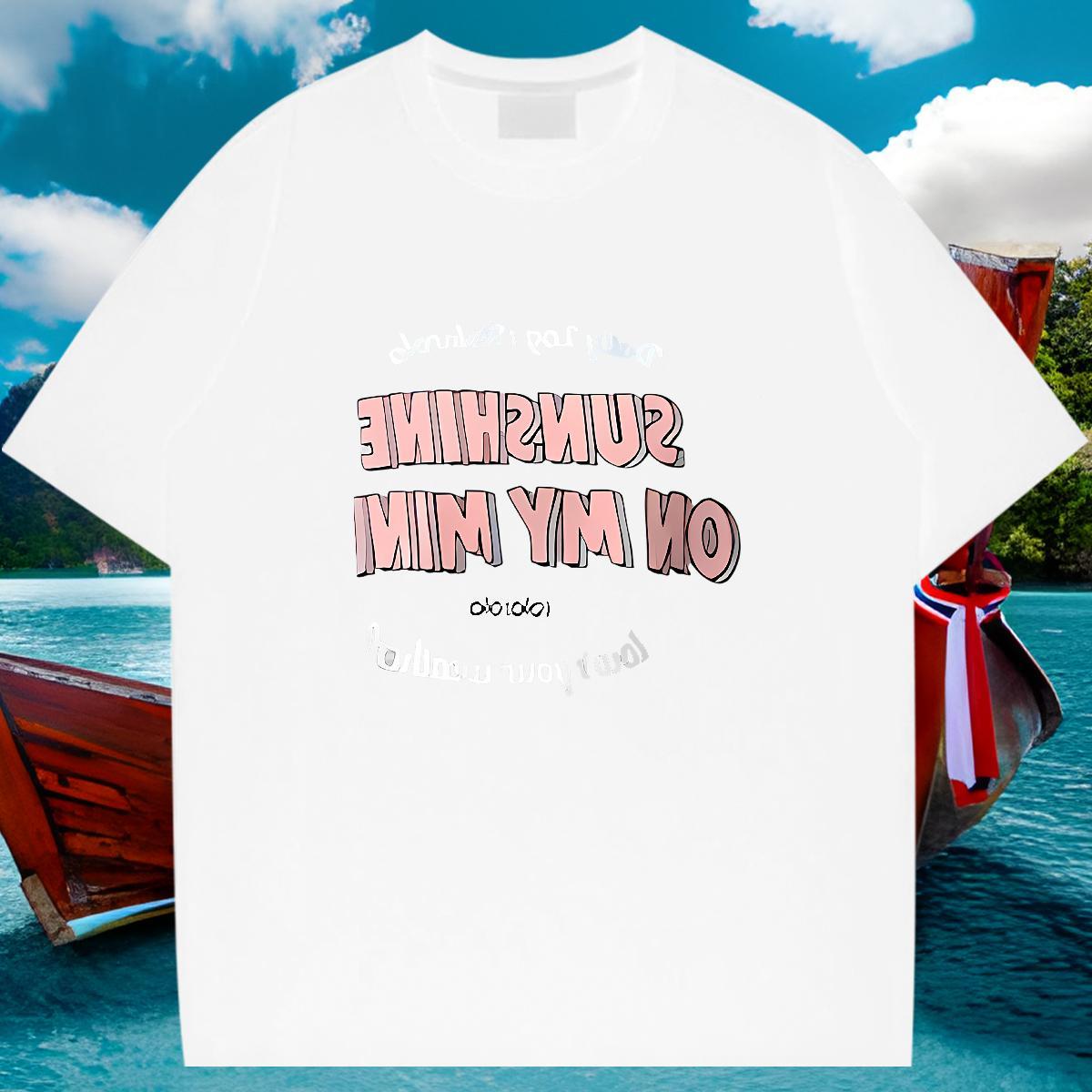 TOP Quality T Shirts Men 230g Cotton letter Sports Casual Oversized O-Neck Short Sleeve Men Tshirts Classic Casual Tees
