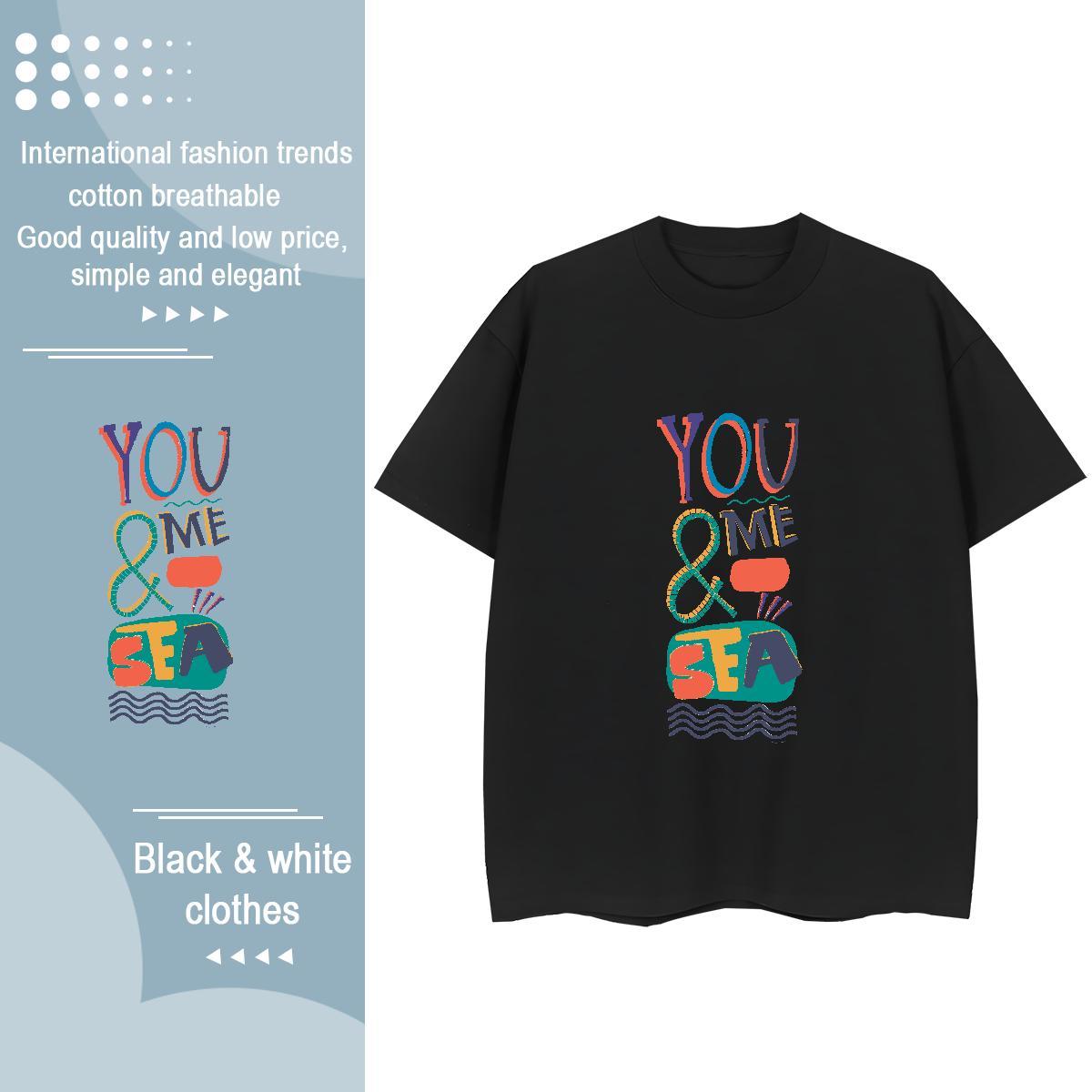 Comfortable Women Tees 230g 100% Cotton letter Daily Wear Womens T Shirts Short Sleeve O-Neck Floral Print Clothes