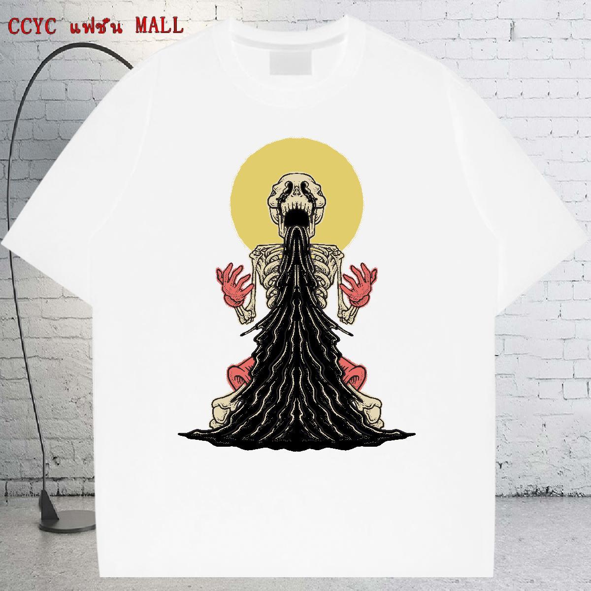 Classic T-Shirts for Men 100% Cotton 230g skull Summer Casual Plus Size Cartoon Breathable Crew Neck Men Clothes T-Shirt Stylist Tops Shirt