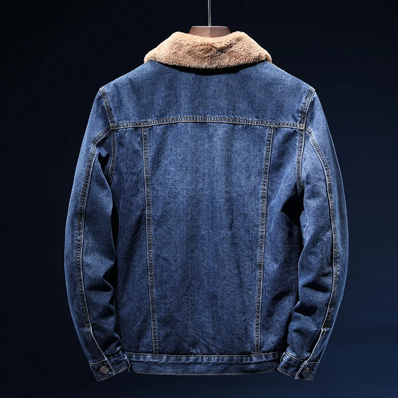 Winter Mens Warm Cowboy Jacket Fashion Casual Wool Thick Jeans Coat High Quality Clothing 240824