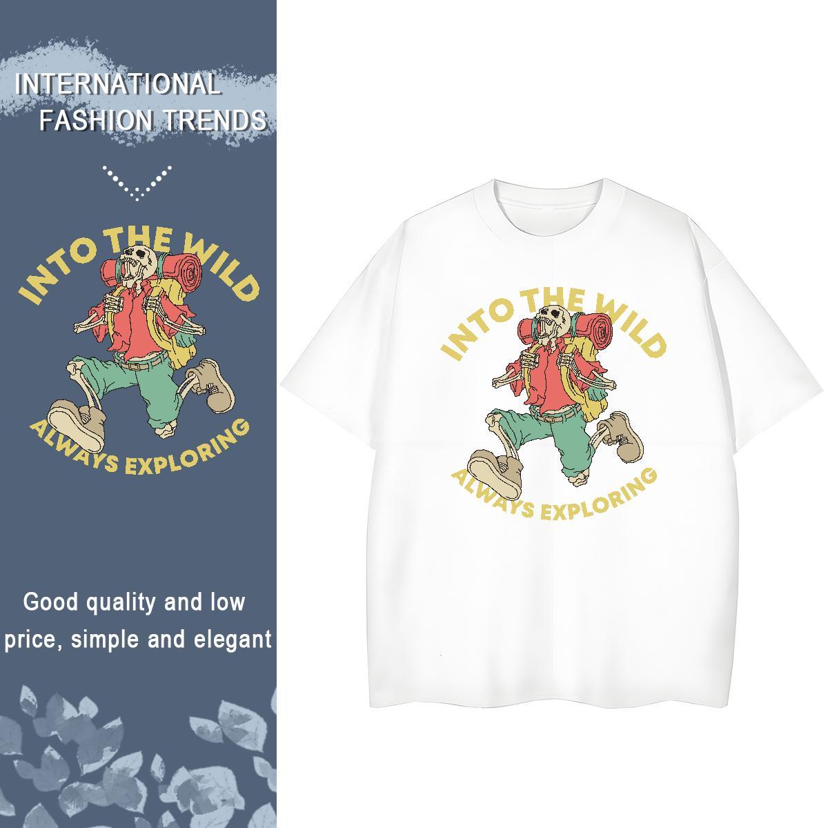 Loose Men T Shirts 230g Cotton skull Daily Outfit Floral Print Breathable Men Tshirts Designer Wear