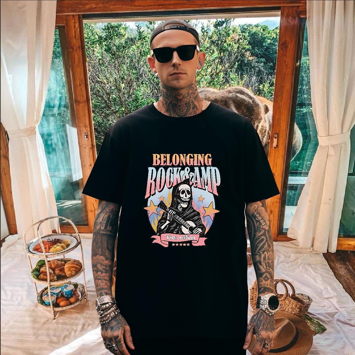 Wholesale T Shirts Men 100% Cotton 230g skull Sports Casual Graphic Breathable Short Sleeve Tshirts Designer Fashion Polos