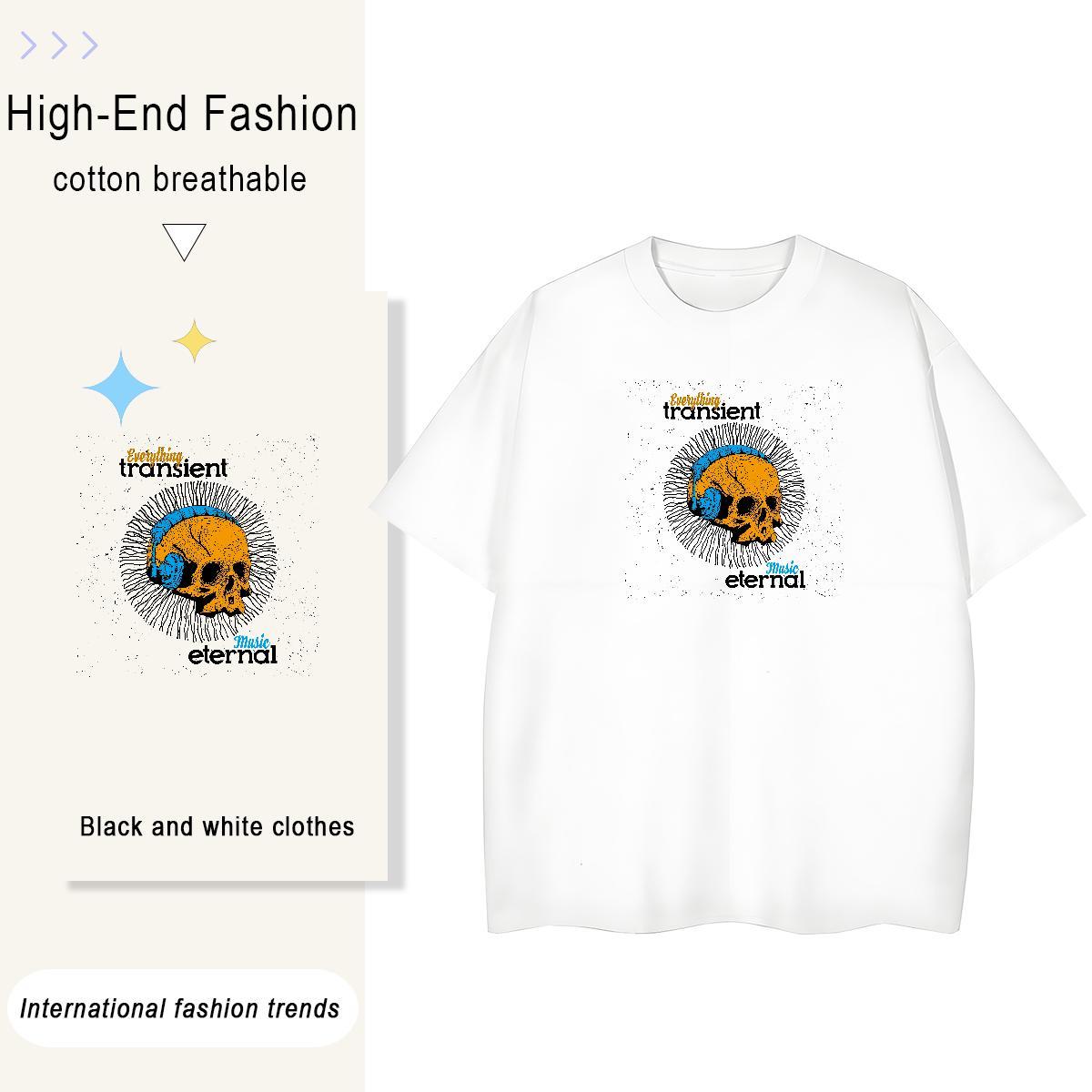 Loose T Shirt For Man 230g Cotton monster Daily Outfit Customized Print Short Sleeve O-Neck Men Tshirts Brand Tees