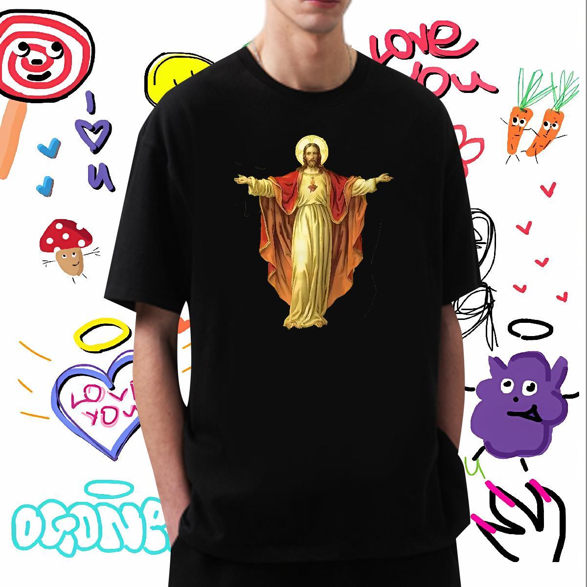 Comfortable T Shirt For Man 230g Pure Cotton gold Daily Wear Anime O-Neck Short Sleeve Mens Tshirts DIY Customized Tops Tees