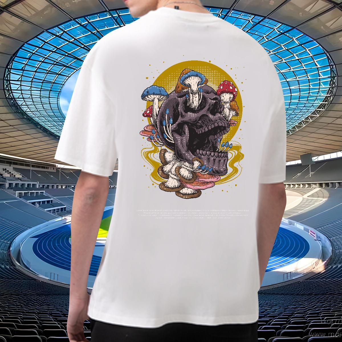 Brand Men T Shirts 100% Cotton 230g skull High Street Hip Hop Plus Size Cartoon Breathable Couples T Shirts New Tshirts
