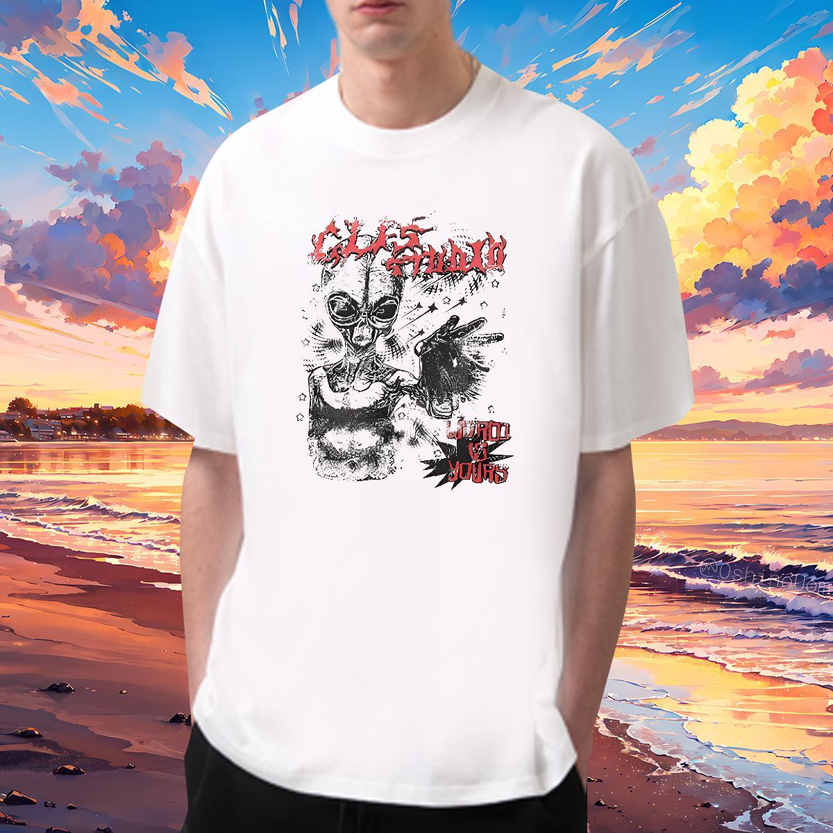 Free Shipping T Shirt For Man 230g Cotton skull Street wear Hip Hop Custom Printing Breathable Crew Neck Men Tops Tees New Designer Tops Shirt