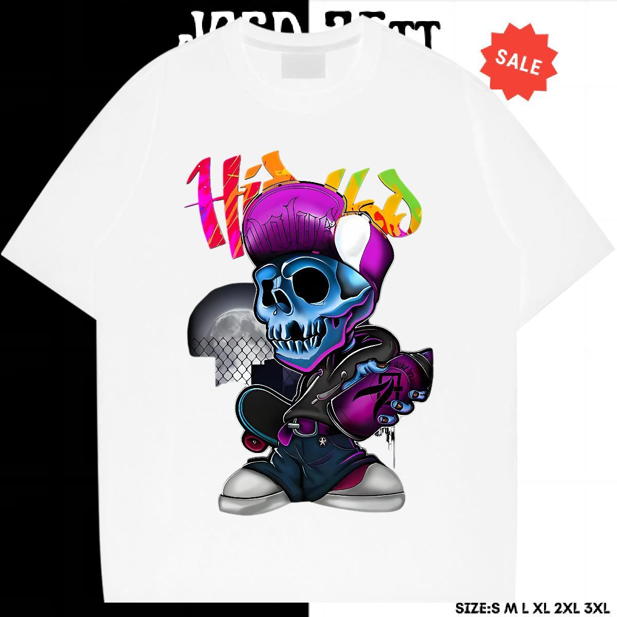 Designer Mens T Shirts 230g Cotton skull Summer Casual Black Oversized O-Neck Short Sleeve Tshirt for Man Woman Classic Top Tees