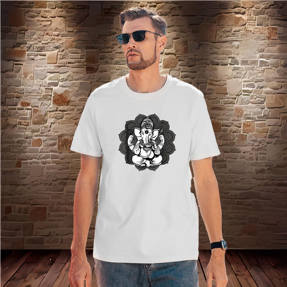 Loose Mens T Shirts 230g Pure Cotton Ganesha Street Custom Cartoon Breathable Soft Couples T Shirts DIY Tshirts