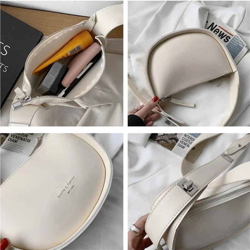 Adjustable Wide Strap Girls Purses And Handbags For Women Semicircle Saddle Shoulder Crossbody Bags 240824