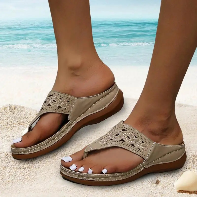Womens orthodontic sandals with orthodontic flip cover arch support thick bottom slider suitable for daily beach wear 240823