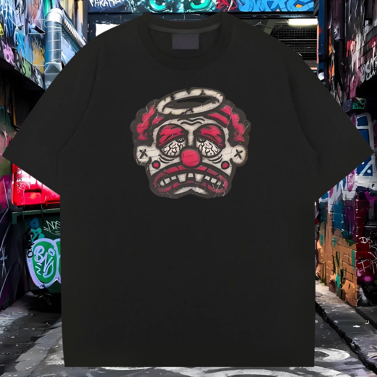 Designer T shirt 230g 100% Cotton skull Hip Hop Street Custom Cartoon Breathable Crew Neck Men Tops Tees Casual New Tee Shirt