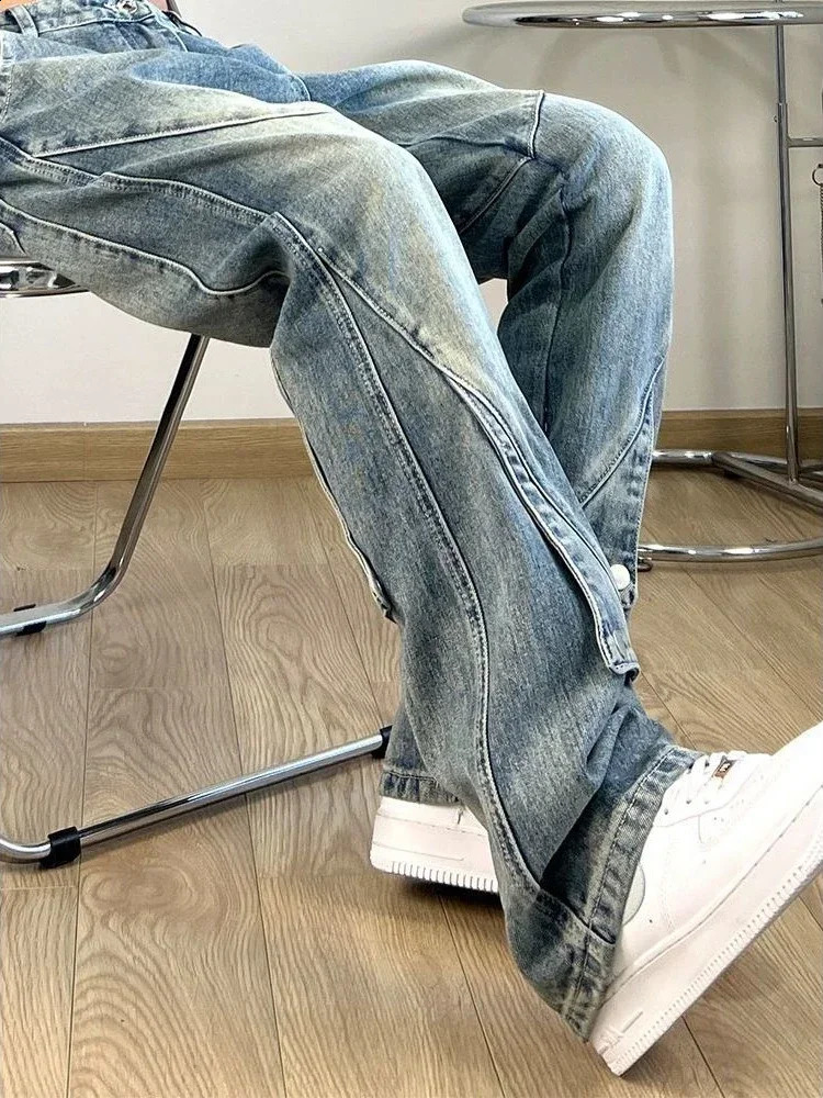 Flared Bootcut Jeans for Men Rock Man Cowboy Pants Spring Autumn Hip Hop Trousers Original in Korean Style Soft Goth Kpop Xs 240824