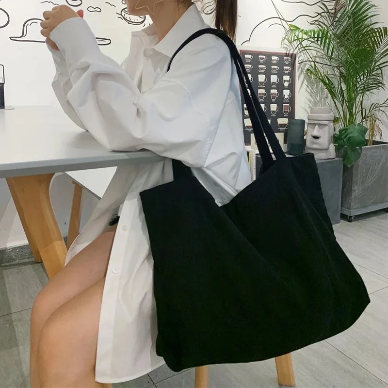 JIOMAY Corduroy Handbag for Women Shoulder Bag 2024 Travel Reusable Thickened Large Capacity Tote ExquisiteTexture Shopping 240824