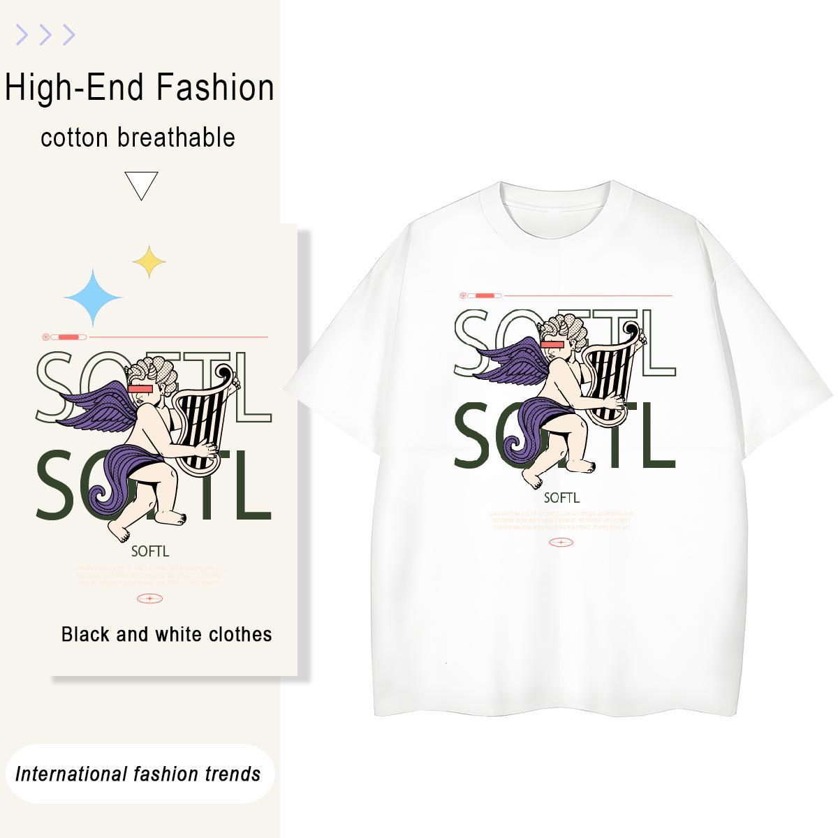 Popular Women Tshirts 230g Cotton funny Sport T Shirt For Woman Short sleeve Soft Cartoon Print Tees