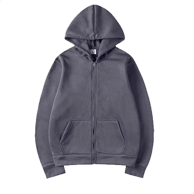 Casual mens hoodies solid color sweatshirts fashion tops unisex zippered hoodies 240824