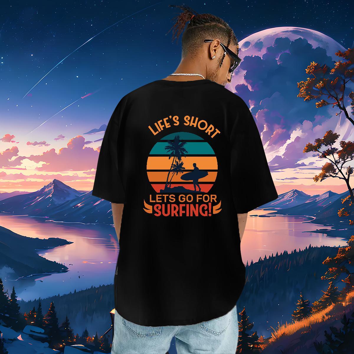 Wholesale Men T Shirts 230g 100% Cotton wave Street Casual Oversized 4XL Crew Neck Breathable Men Tshirts Designer Top Tees