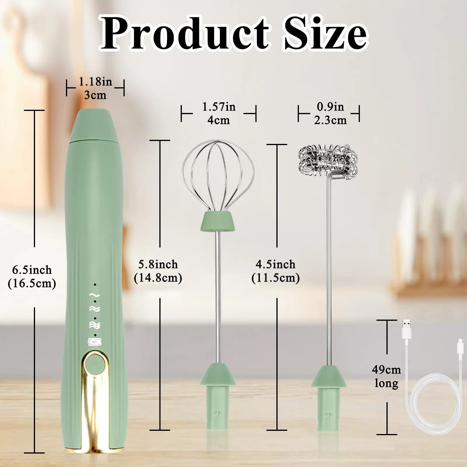 Kitchen Powerful Milk Frother Handheld Foam Maker for Lattes - Whisk Drink Mixer for Coffee Electric Rechargeable Egg Beater 240824